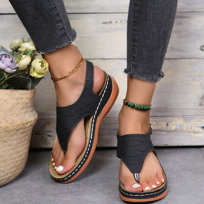 Chaussures d'été Sandales romaines rétro à clip pour femmes avec boucle à la cheville