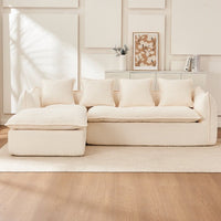VIDEO Provided Sofa Deep Seat Sofa 3 Seater For Living Room Oversized Comfy Sofa L-Shape Sofa Couch With Chaise Home Furniture Sleeper Sectional Sofa For Apartment, Office Left Hand Facing