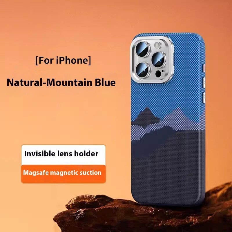 Carbon Fiber Kevlar Magnetic iPhone 15 & 16 Case – Frosted MagSafe-Compatible with Kickstand