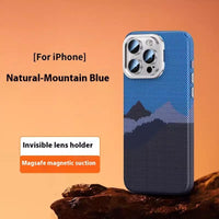 Carbon Fiber Kevlar Magnetic iPhone 15 & 16 Case – Frosted MagSafe-Compatible with Kickstand