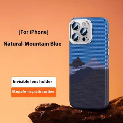 Carbon Fiber Kevlar Magnetic iPhone 15 & 16 Case – Frosted MagSafe-Compatible with Kickstand