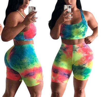 Two-piece tie-dye sportswear