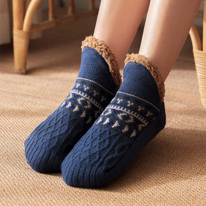 Chaussettes d'intérieur antidérapantes chaudes pour hommes et femmes, idéales pour l'automne et l'hiver