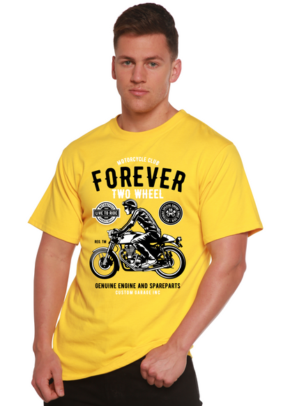 T-shirt graphique Forever Two Wheel à manches courtes en viscose de bambou et coton biologique pour homme