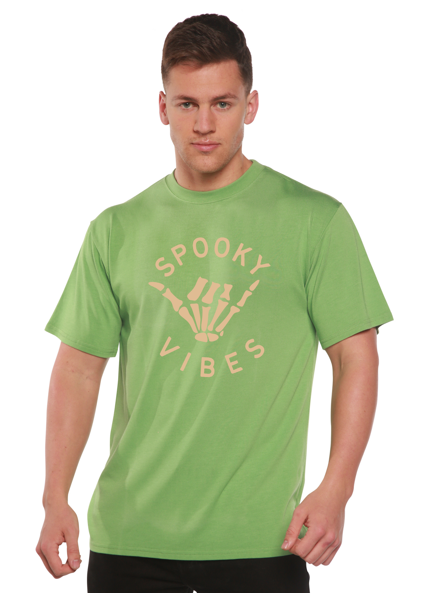 T-shirt à manches courtes en viscose de bambou et coton biologique pour homme - Motif "Spooky Vibes"
