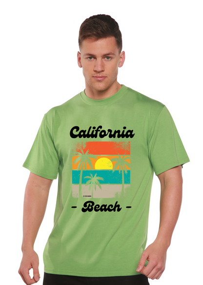 T-shirt à manches courtes unisexe en bambou/viscose et coton biologique California Beach avec motif