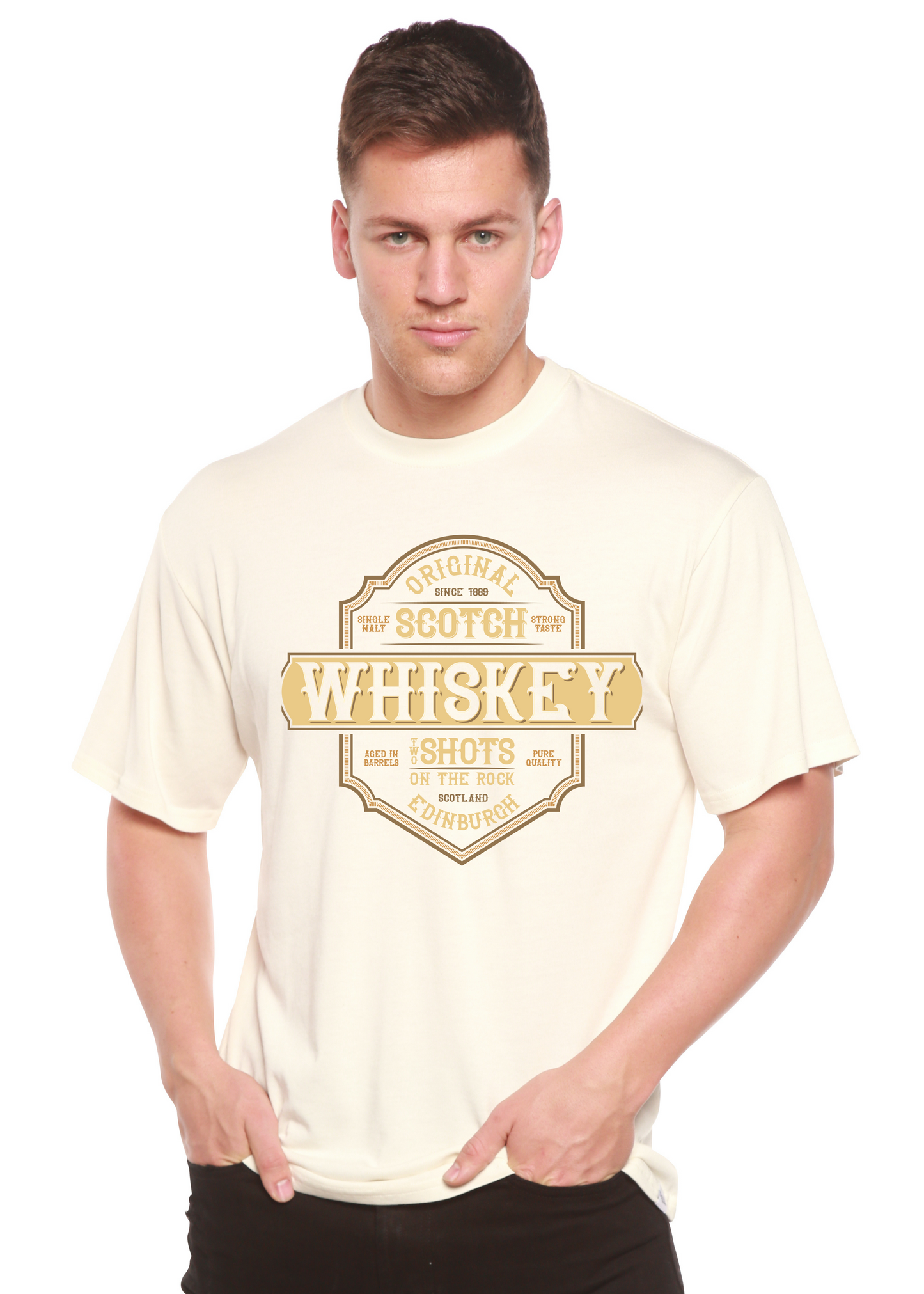 T-shirt graphique à manches courtes en viscose de bambou et coton bio pour homme Whiskey
