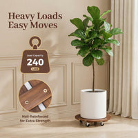 Rolling Wood Caddy with Lockable Wheels – 2 Pack Heavy Duty Pot Stand