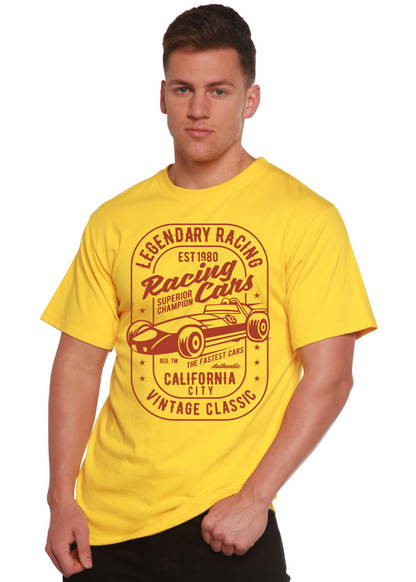 T-shirt à manches courtes en bambou-viscose et coton biologique pour homme avec motif « Voitures de course légendaires »