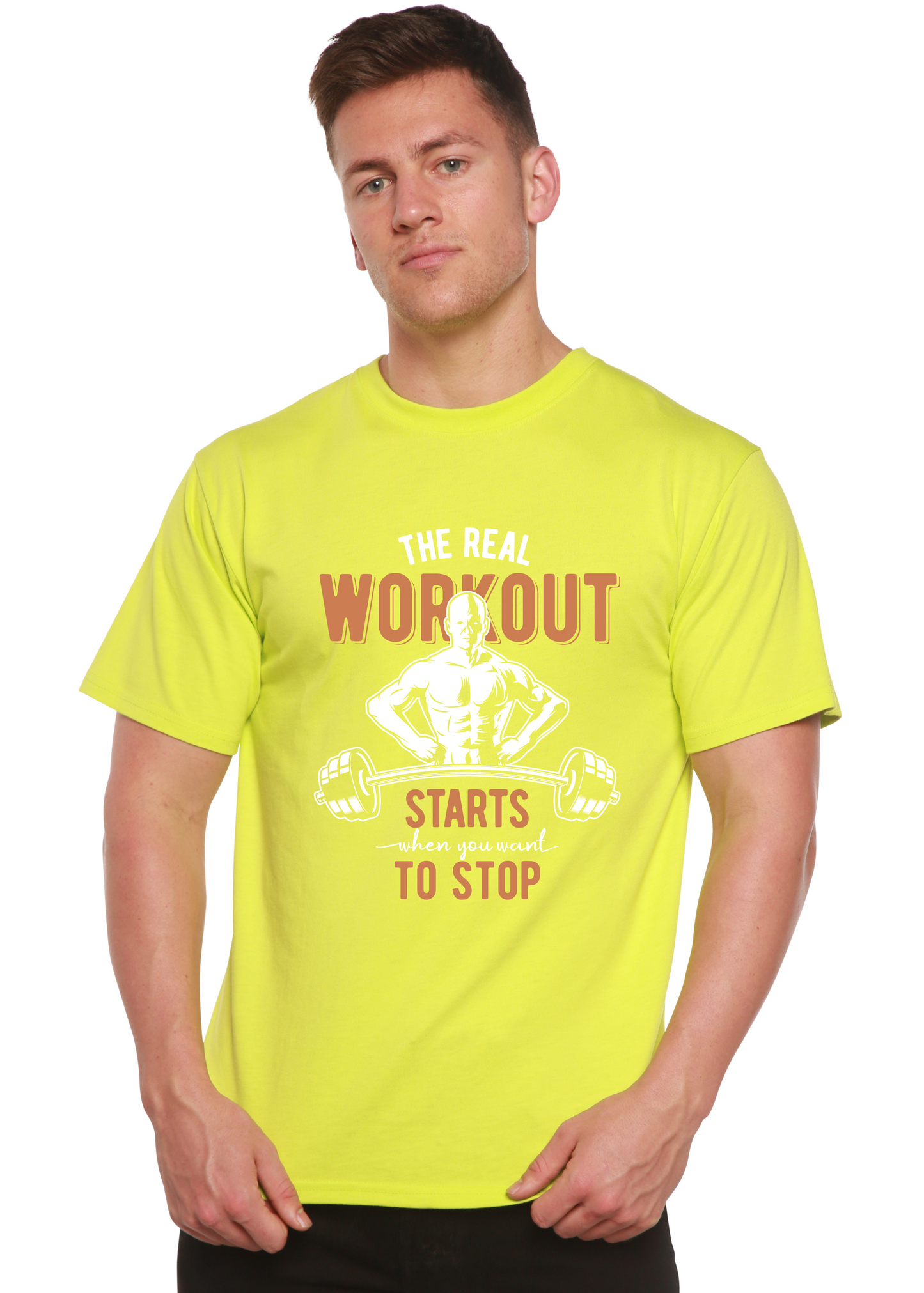 T-shirt graphique à manches courtes en bambou viscose/coton biologique The Real Workout pour hommes