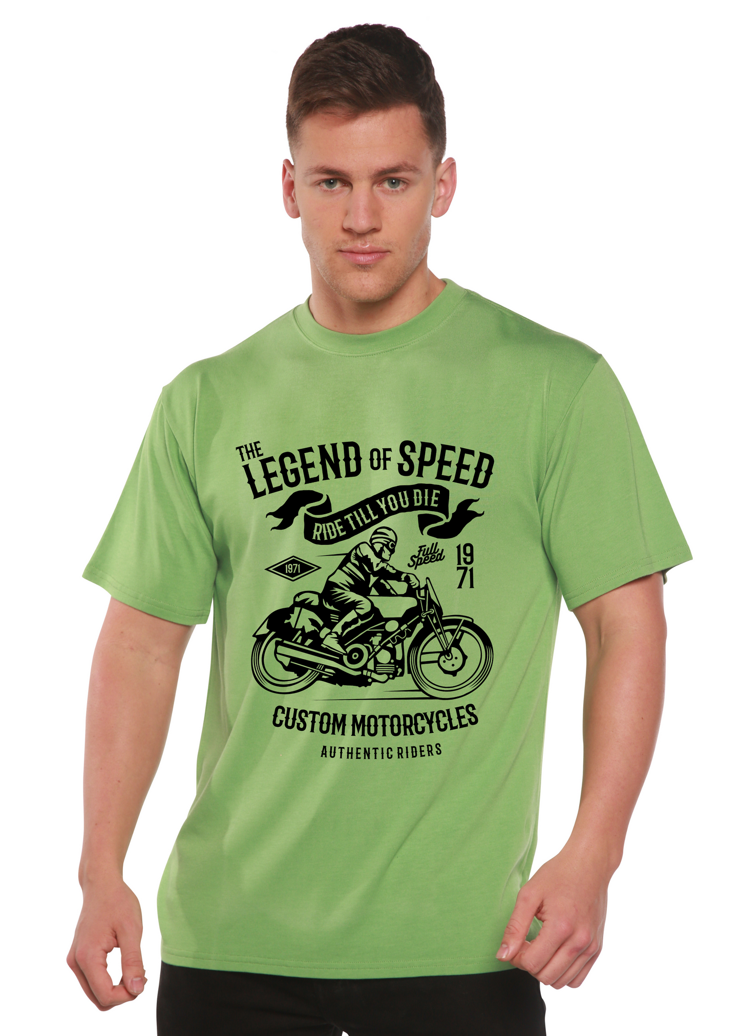 T-shirt graphique à manches courtes en viscose de bambou et coton biologique The Legend of Speed Spun Bamboo® pour hommes