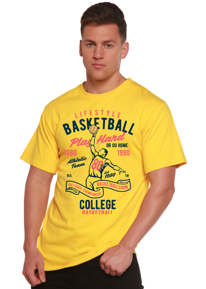 T-shirt graphique à manches courtes en viscose de bambou/coton biologique pour homme Life Style Basketball