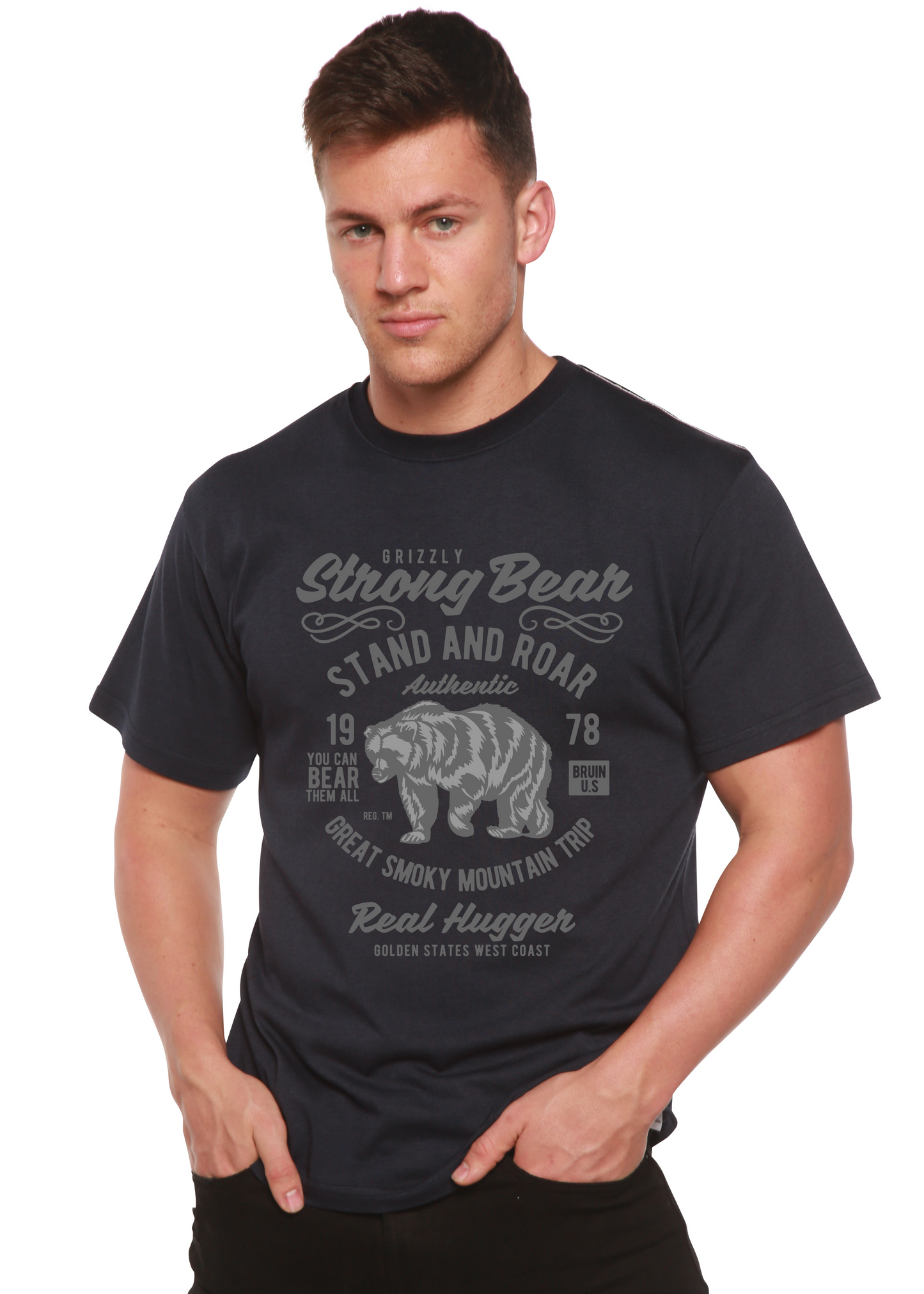 T-shirt graphique Strong Bear en bambou/coton bio à manches courtes pour homme