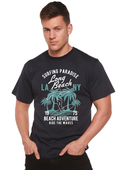 T-shirt graphique à manches courtes en viscose de bambou et coton biologique pour homme Beach Adventure