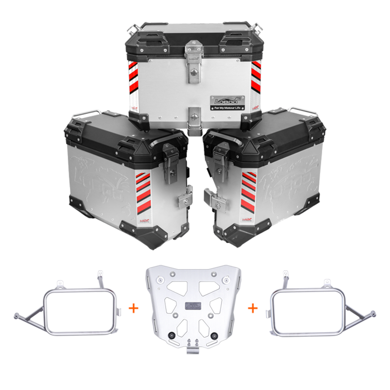 LOBOO Aluminum Side Panniers, Top Case & Mounting Rack System for CFMOTO 800MT (2021-)