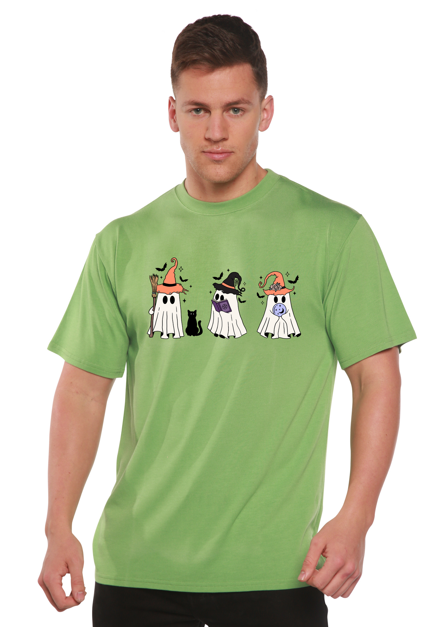 Camiseta gráfica de manga corta de bambú-viscosa/algodón orgánico "Halloween Boo" para hombre