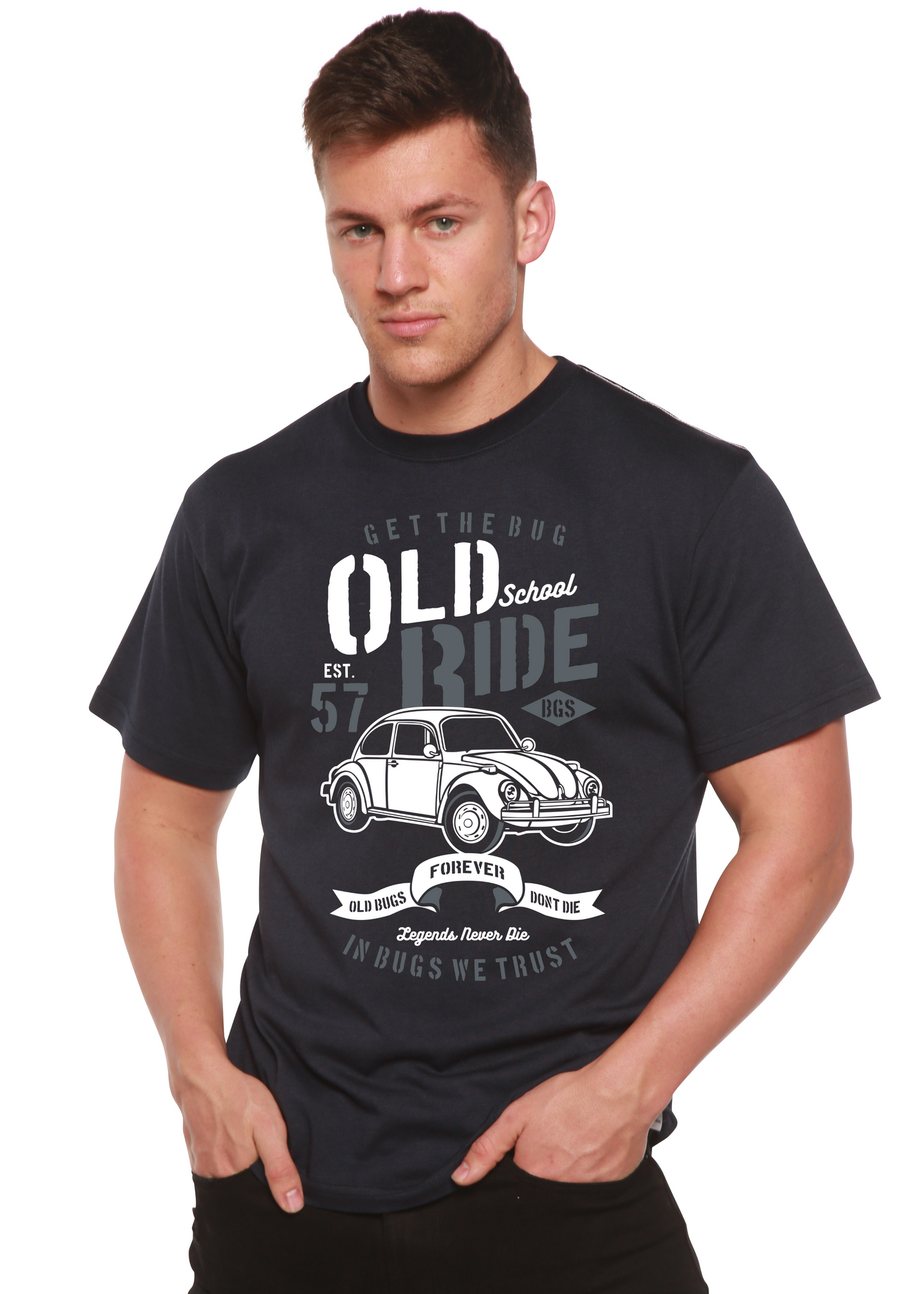 T-shirt graphique manches courtes Old School Ride Spun Bamboo® pour homme en viscose de bambou/coton biologique