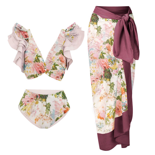 2024 Women's Sexy One-Shoulder Bikini Set with Embellishments