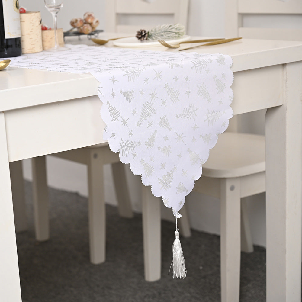 Chemin de table blanc bronzant en tissu pour la maison