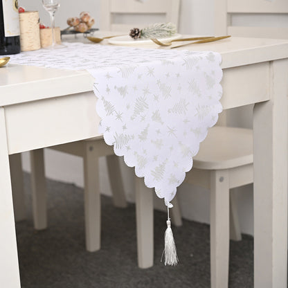 Chemin de table blanc bronzant en tissu pour la maison