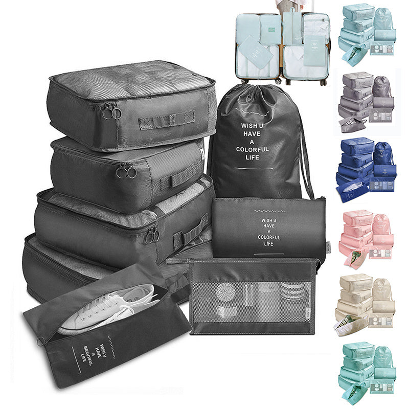 Lot de 8 sacs de rangement pour bagages, organisateurs de voyage pour vêtements, sous-vêtements et chaussures, cubes d'emballage