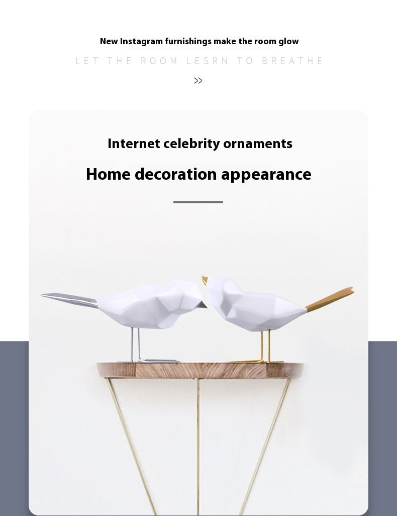Gold And Silver Crafts Gift Origami Bird Hallway Home Resin Decorations