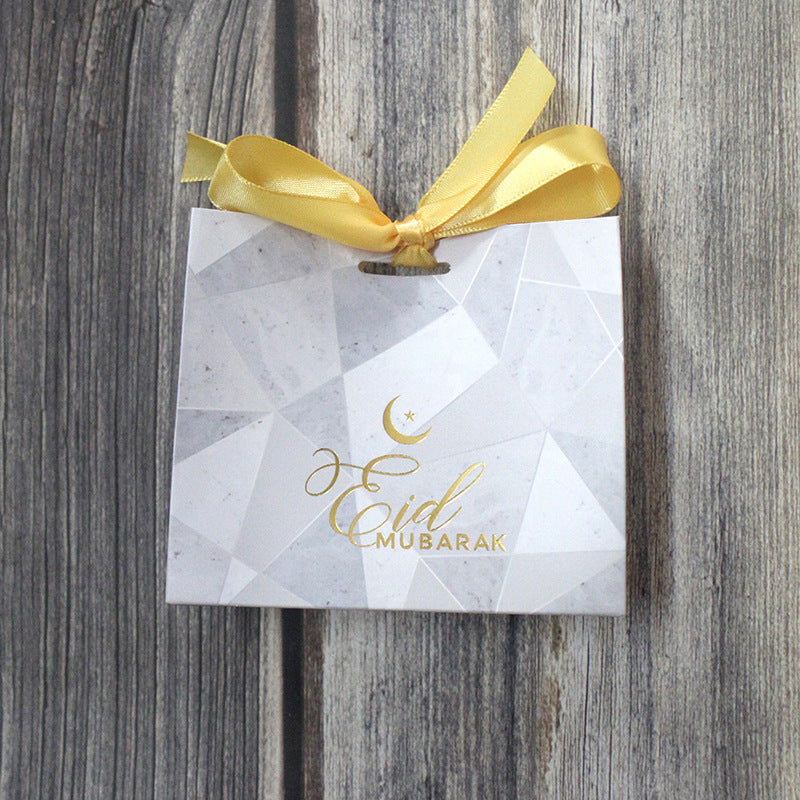 Suministros de decoración de bolsas de regalo de Eid de caja de azúcar jaspeada