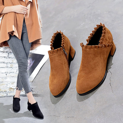 Bottes Martin givrées pour femmes style britannique, bottes courtes pour enfants, bottes à talons épais, bottes à outils, bottes à talons hauts pointus pour femmes, bottes simples printemps et automne