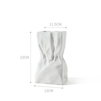 White Ceramic Vase Art Ornaments Living Room Flower Arrangement Decoration