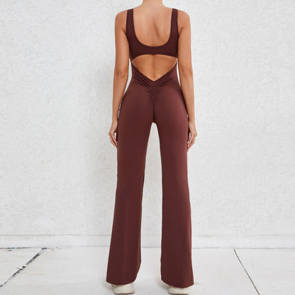 Hollow-out Beauty Back Sports Workout Clothes Jumpsuit