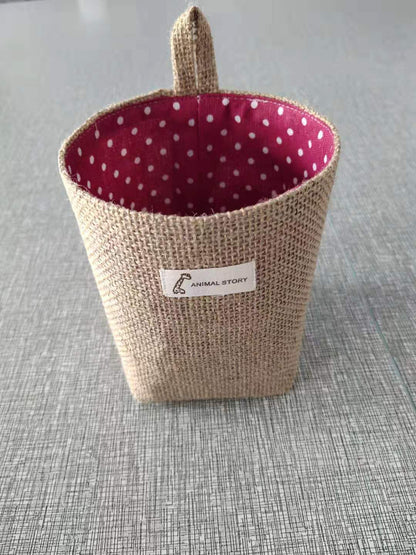 Wall-mounted Desktop Sundries Jute Storage Bag Bathroom S