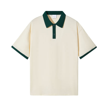 Japanese Fashion Brand Casual Contrast Color Lapel Short Sleeve