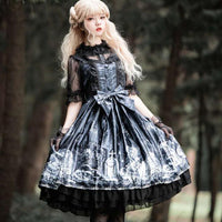 Vestido Lolita JSK Tomb Prisoner Girl Vestido JSK gótico oscuro Vestido de fiesta de princesa victoriana vintage oscuro Vestido lolita sin mangas