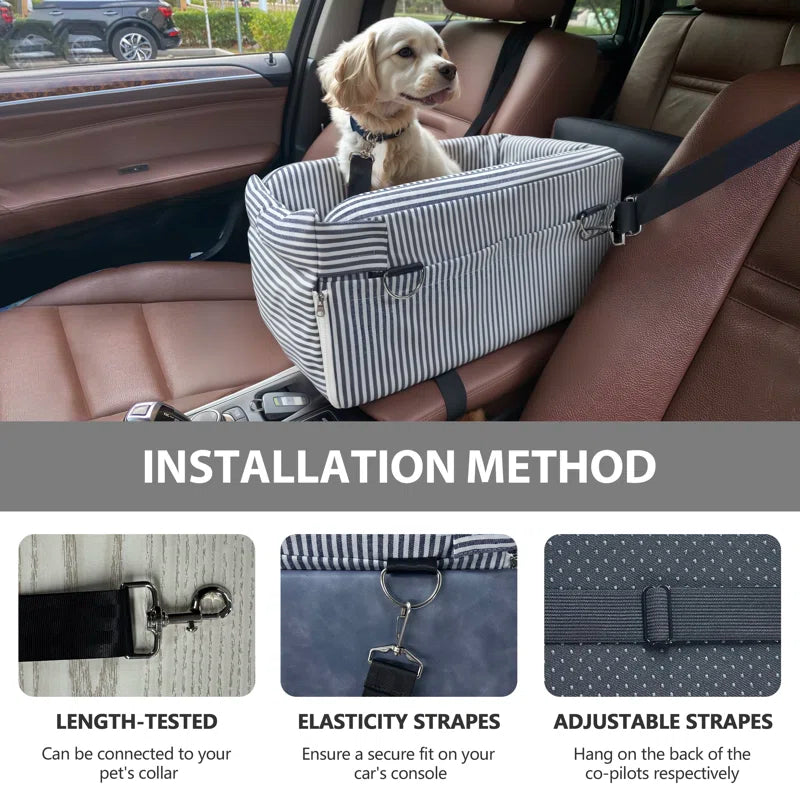Center Console Dog Car Seat for Small Dogs – Comfort Travel Carrier Bed