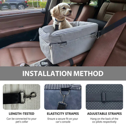 Center Console Dog Car Seat for Small Dogs – Comfort Travel Carrier Bed
