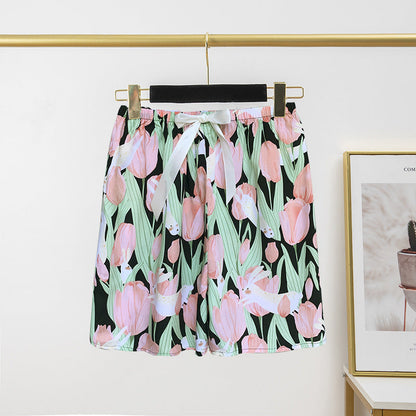 Pantalon de pyjama en soie de coton pour femme, short d'été fin et décontracté
