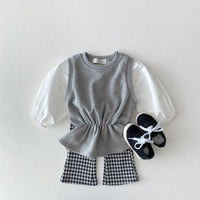 Loebear Crawler Primavera y Otoño Nueva Ropa de Niños Pantalones Acampanados a Cuadros para Niñas