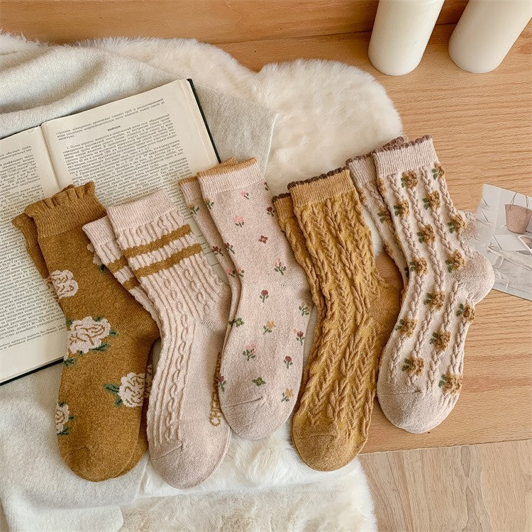 Chaussettes épaisses en laine pour femme – Série jaune en cachemire