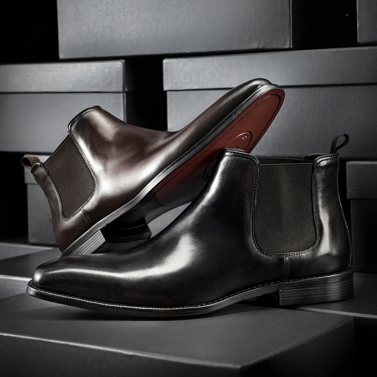 Bottes Martin homme en cuir chaud doublées de velours style britannique
