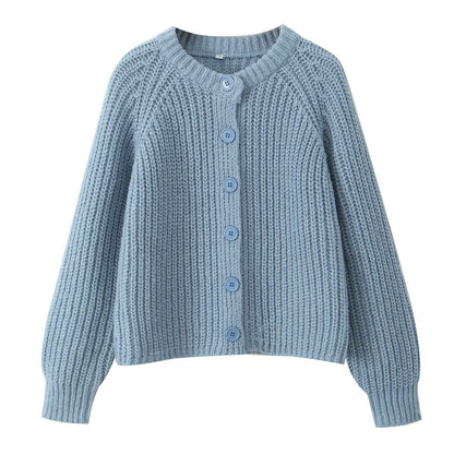 Women's Puff Sleeve Knitted Cardigan Sweater