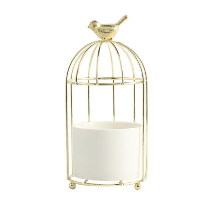 Light Luxury Iron Art Succulent Flower Pot Gilded Bird Cage Iron Frame Vase