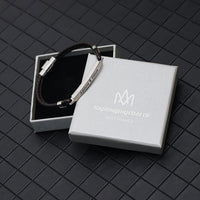 Bracelet en cuir pour homme avec lettres européennes et américaines, boucle magnétique en acier inoxydable