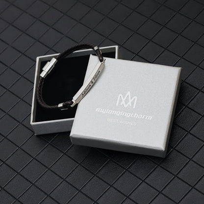Bracelet en cuir pour homme avec lettres européennes et américaines, boucle magnétique en acier inoxydable