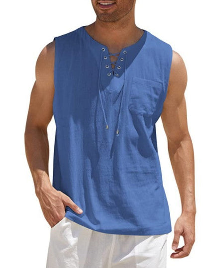 Men’s Summer Tank Vest – Shirt Collar Tie Short Sleeve T-Shirt | Multiple Colors