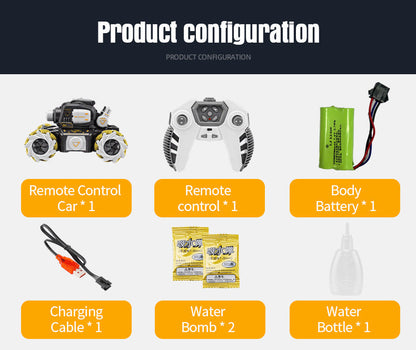 Remote Control Tank Fire-breathing Water Bomb Camouflage Chariot Four-wheel Drive Stunt Spray Music Toy Car
