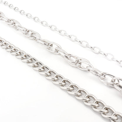 Hip Hop Fashion Pants Chain Men And Women Advanced Sense Multi Ring Silver Metal Chain Heavy Metal Industrial Style Jeans Hip-hop Accessories