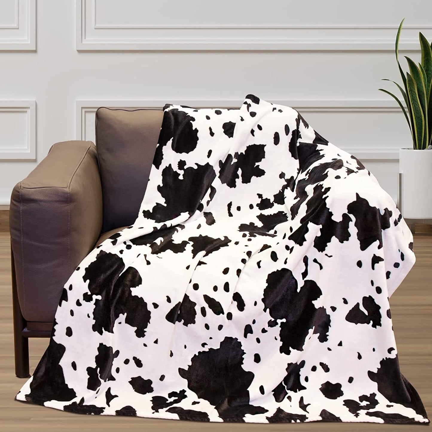 Manta de Franela Digital con Estampado de Vaca