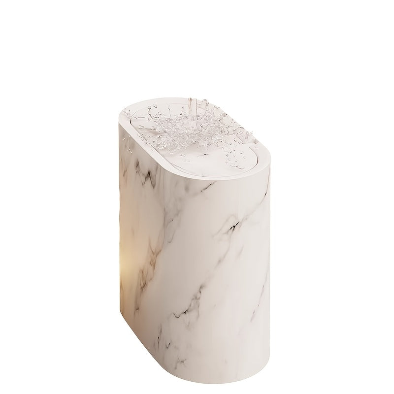 Cubo de Basura de Mármol para Baño con Tapa, Papelera de Cocina Pequeña Ovalada