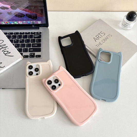 Cat Ears Silicone iPhone Case – Cute High-Grade Protective Cover | iPhone 11–16