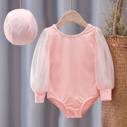 Maillot de bain enfant fille Manches longues Bébé Fille Maillot de bain une pièce Été